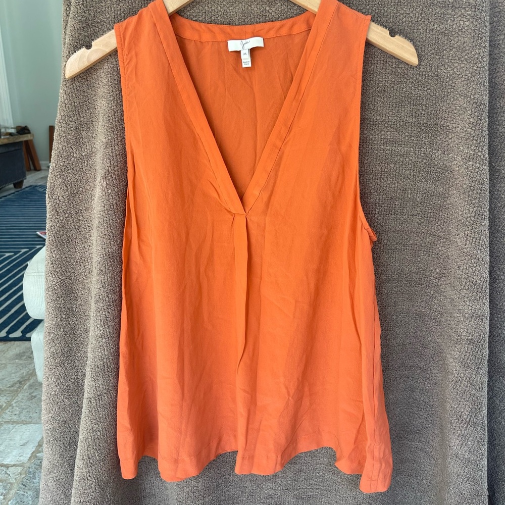 Joie Burnt Orange Silk V-neck Tank Size M
